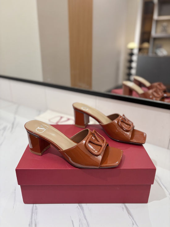 Valentino Chunky Heel Slide Sandals Comfortable Daily Wear