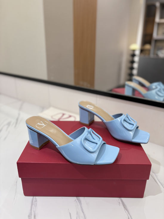 Valentino Chunky Heel Slide Sandals Comfortable Daily Wear