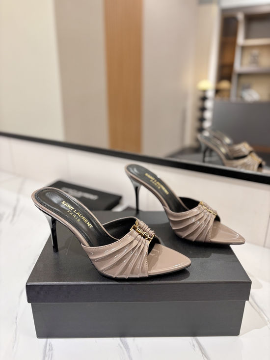 Yves Saint Laurent Shiny Rhinestone Pointed Toe Stiletto Heel Sandals