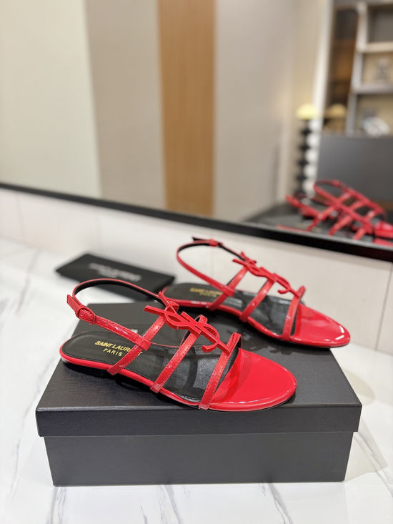 Yves Saint Laurent Metallic Logo Flat Sandals With Leather Insole