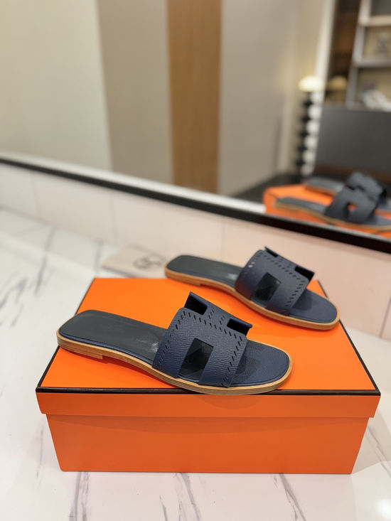 Hermes Printed Epsom Cowhide Leather Welted Sole Classic Shoes