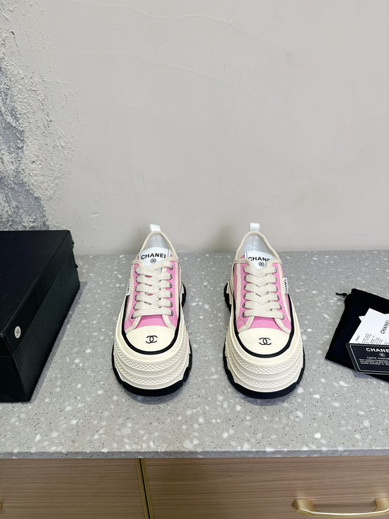 Chanel Classic Canvas Platform Sneakers Retro Style Comfortable Casual Shoes