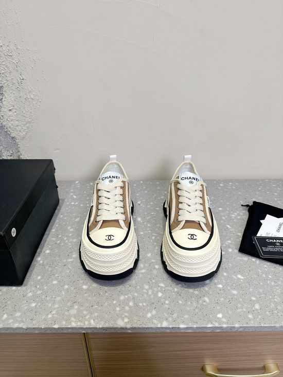 Chanel Classic Canvas Platform Sneakers Retro Style Comfortable Casual Shoes