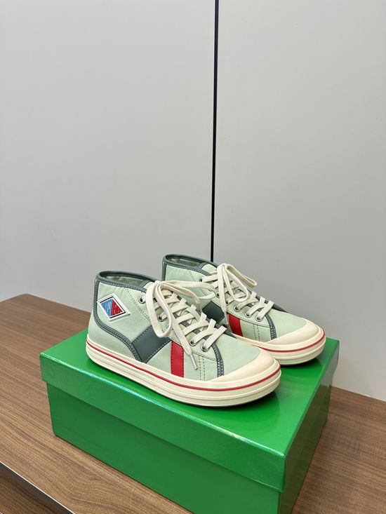 Bottega Veneta Vintage Basketball Inspired Canvas Fashion Sneakers