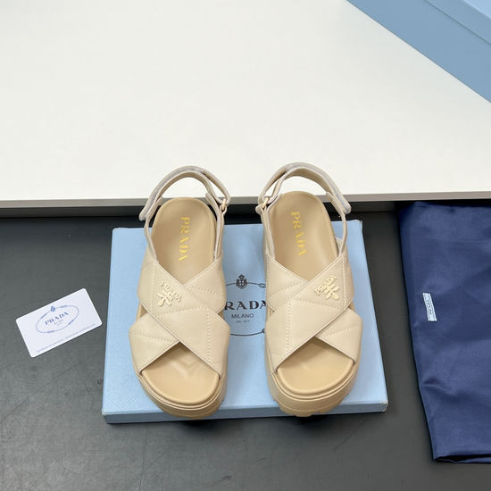 Prada Quilted Leather Platform Hook Loop Sandals