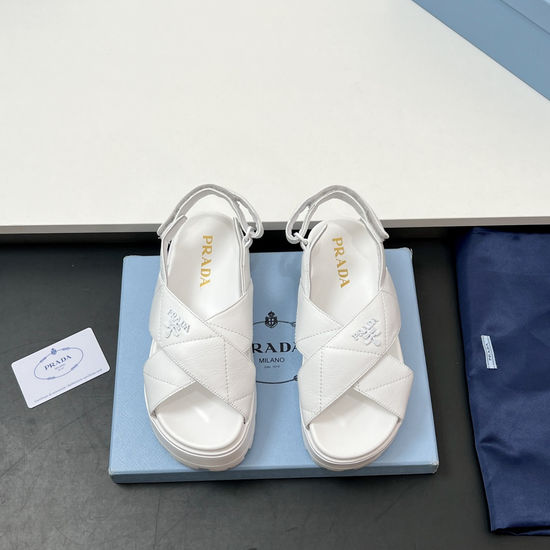 Prada Quilted Leather Platform Hook Loop Sandals