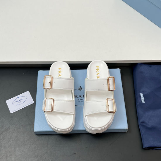 Prada Quilted Leather Platform Hook Loop Sandals