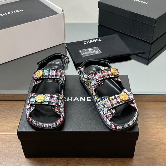Chanel Premium Hook-and-loop Casual Sandals with Exquisite Hardware Decor