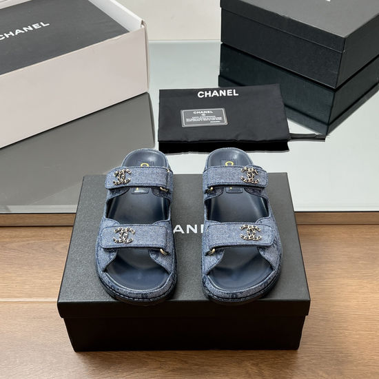 Chanel Comfortable Hook-and-loop Beach Sandals With Soft Leather Lining