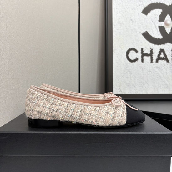 Chanel Two-tone Leather Slingback Ballet Flats with Real Leather Sole