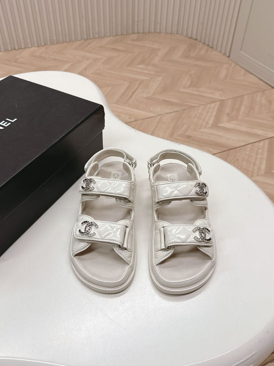 Chanel Quilted Platform Casual Sandals and Slides Upper Leather