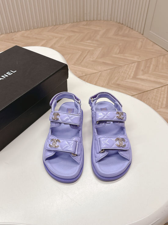 Chanel Quilted Platform Casual Sandals and Slides Upper Leather
