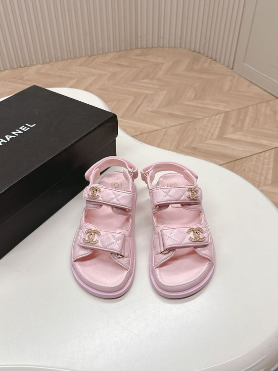 Chanel Quilted Platform Casual Sandals and Slides Upper Leather