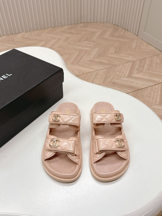 Chanel Quilted Platform Casual Sandals and Slides Upper Leather
