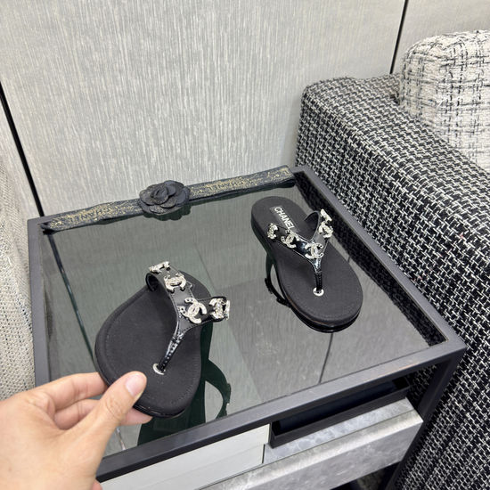 Chanel Premium Waxed Leather Flip Flops with Leather Sole