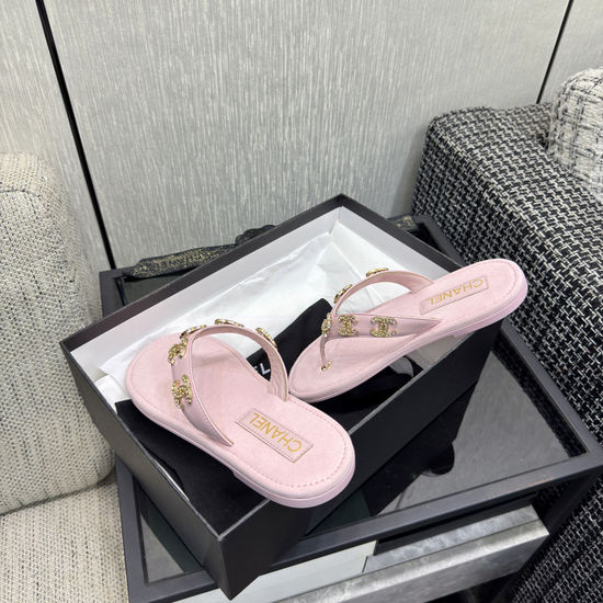 Chanel Premium Waxed Leather Flip Flops with Leather Sole