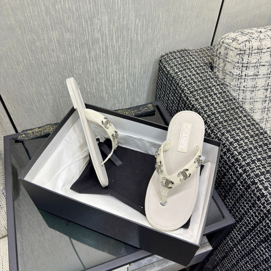 Chanel Premium Waxed Leather Flip Flops with Leather Sole