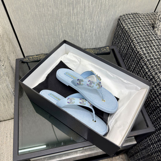 Chanel Premium Waxed Leather Flip Flops with Leather Sole