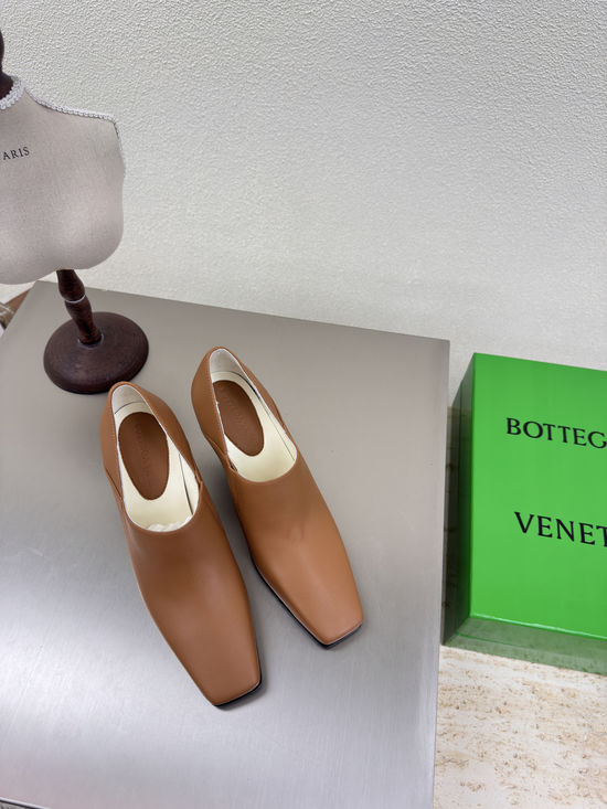 Bottega Veneta Brown 7.5cm High Heels Lambskin Leather Sole Stitched Comfort
