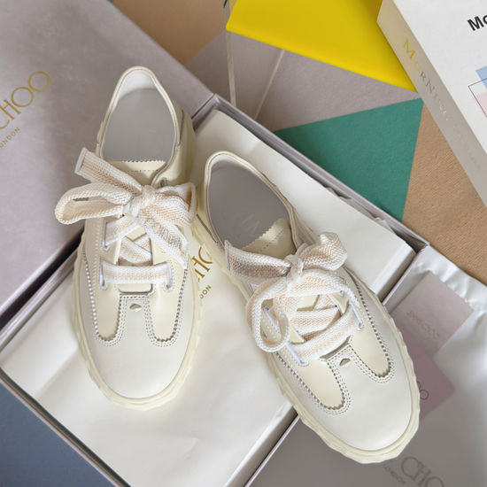 Jimmy Choo Premium Leather Casual Sneakers with Non-slip Sole