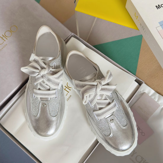 Jimmy Choo Premium Leather Casual Sneakers with Non-slip Sole