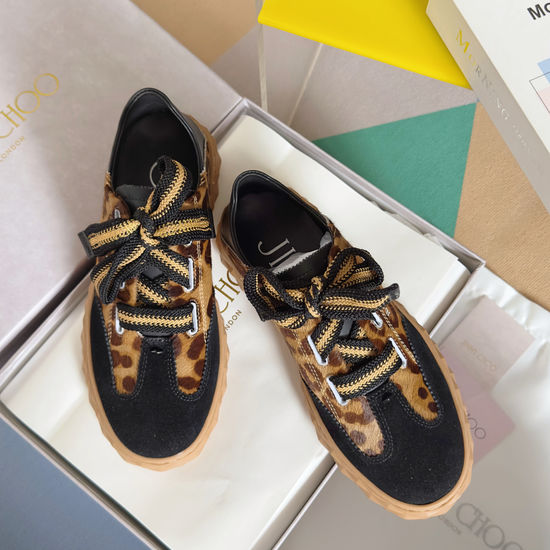 Jimmy Choo Premium Leather Casual Sneakers with Non-slip Sole