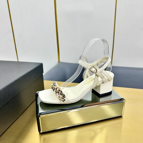 Chanel Vintage Retro Round Toe Block Heel Backless Sandals