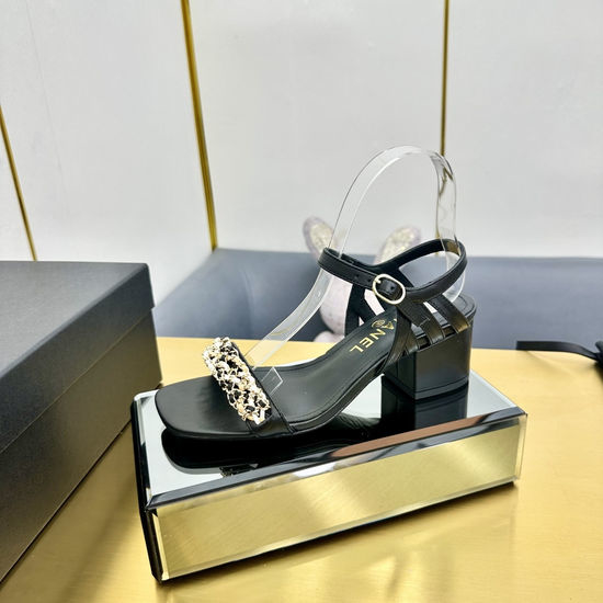 Chanel Vintage Retro Round Toe Block Heel Backless Sandals
