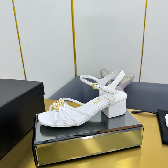 Chanel Classic Two-Tone Block Heel Strap Sandals