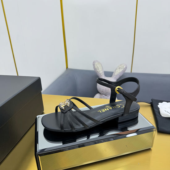 Chanel Classic Two-Tone Block Heel Strap Sandals