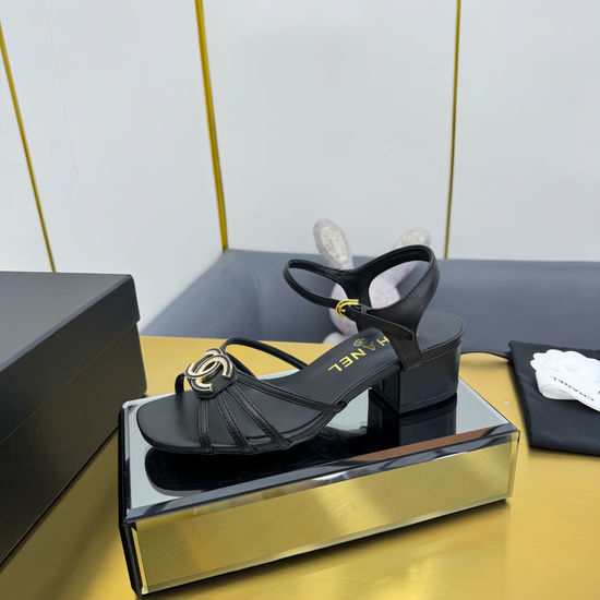 Chanel Classic Two-Tone Block Heel Strap Sandals