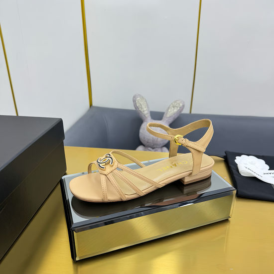 Chanel Classic Two-Tone Block Heel Strap Sandals