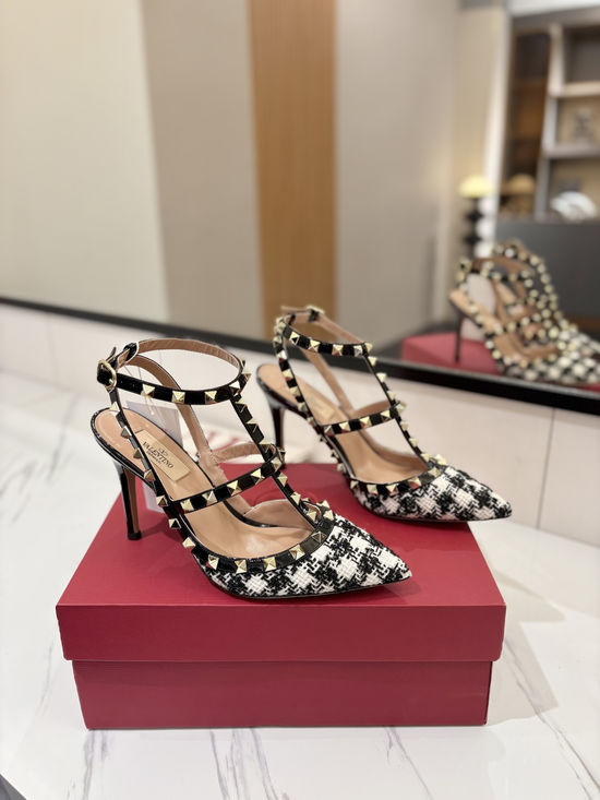 Valentino Lace Pointed Toe Studded Sandals With Stiletto Heel