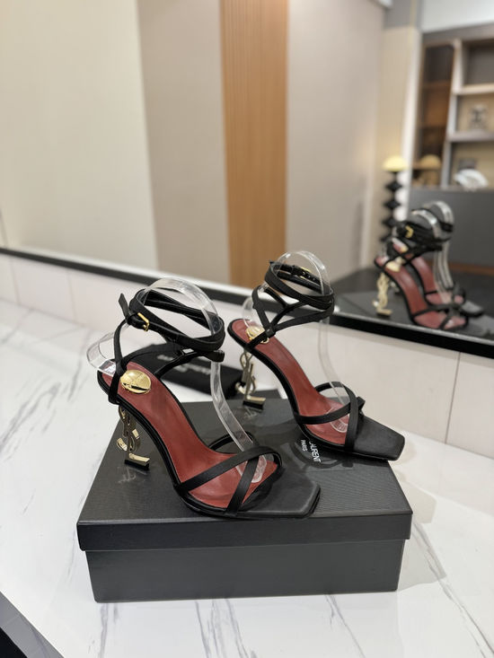 Yves Saint Laurent Elegant Silk High Heel Sandals With Premium Leather Sole