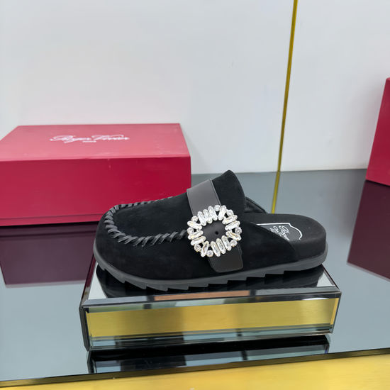 Roger Viver Casual Closed Toe Mules With Adjustable Strap And Shiny Buckle