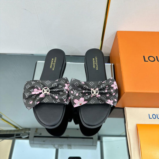 Louis Vuitton Genuine Leather Sole Printed Pattern Casual Slides