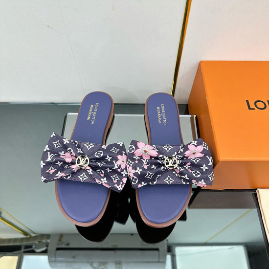 Louis Vuitton Genuine Leather Sole Printed Pattern Casual Slides