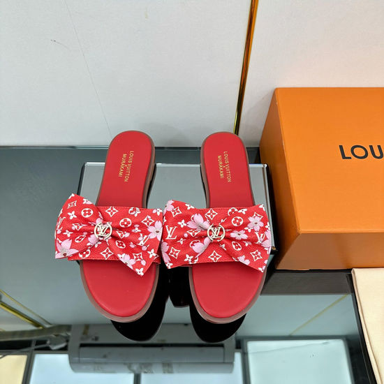 Louis Vuitton Genuine Leather Sole Printed Pattern Casual Slides