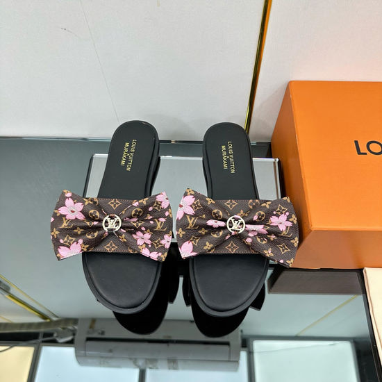 Louis Vuitton Genuine Leather Sole Printed Pattern Casual Slides