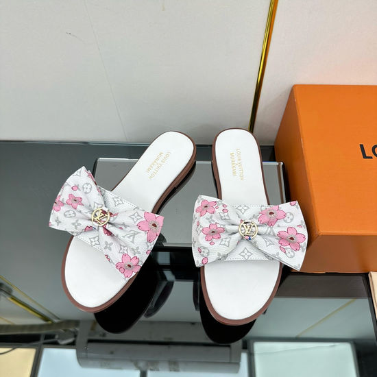 Louis Vuitton Genuine Leather Sole Printed Pattern Casual Slides