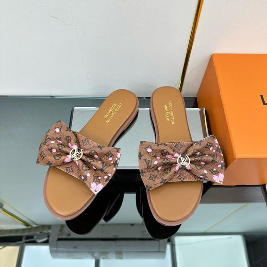 Louis Vuitton Genuine Leather Sole Printed Pattern Casual Slides