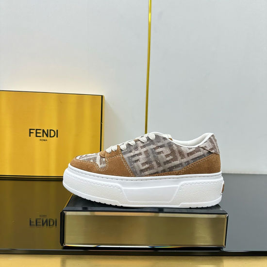 Fendi Leather And Rubber Paneled Platform Casual Sneakers