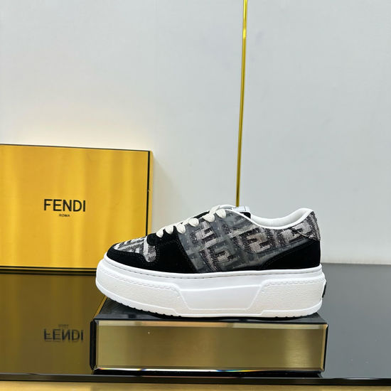 Fendi Leather And Rubber Paneled Platform Casual Sneakers