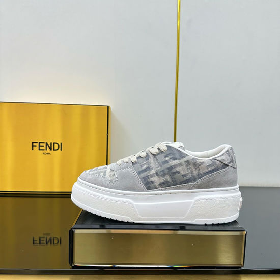Fendi Leather And Rubber Paneled Platform Casual Sneakers