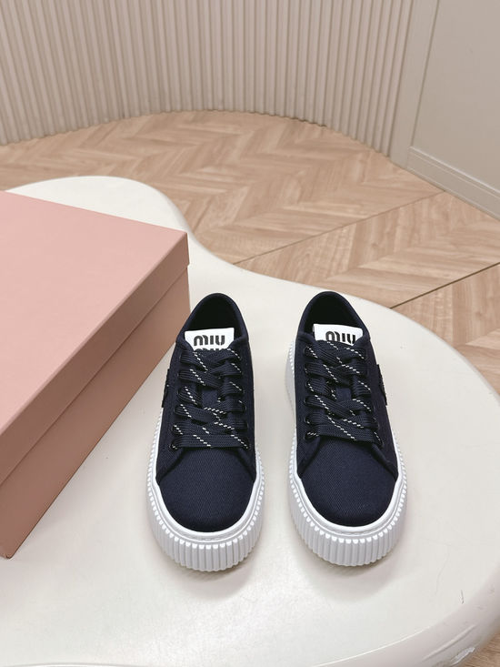 Miu Miu Thick Sole Casual Canvas Shoes with Comfortable Lining