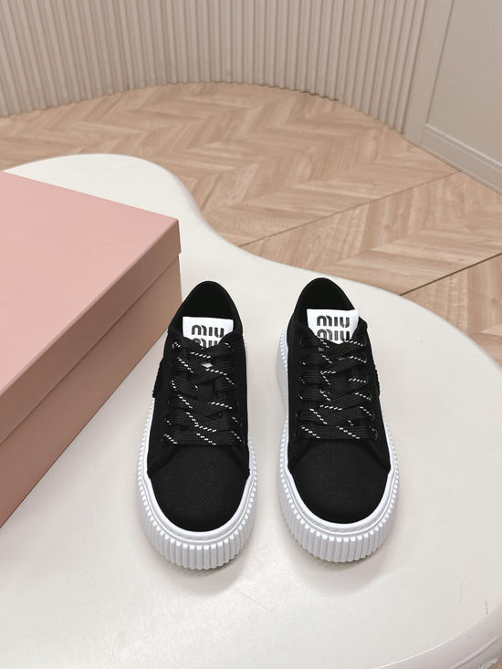 Miu Miu Thick Sole Casual Canvas Shoes with Comfortable Lining