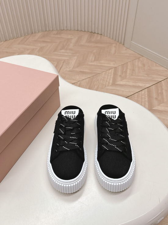 Miu Miu Thick Sole Casual Canvas Shoes with Comfortable Lining