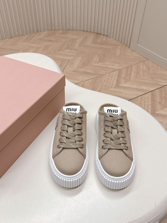 Miu Miu Thick Sole Casual Canvas Shoes with Comfortable Lining