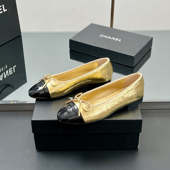 Chanel Classic Two Tone Sheepskin Slingback Ballet Flats