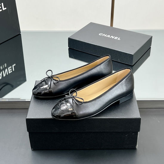 Chanel Classic Two Tone Sheepskin Slingback Ballet Flats